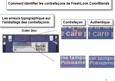 Lentilles de couleur FreshLook et ColorBlends:  Gare aux contrefaçons ! 